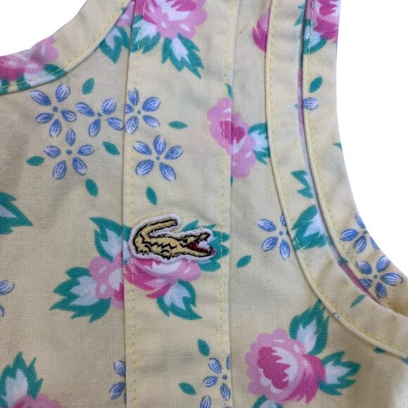 Lacoste Girls Yellow Floral Cotton Dress 4T With Back Buttons & Pockets - Picture 4 of 7